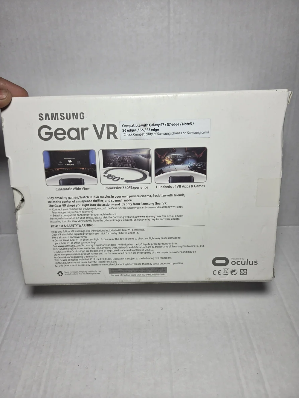 Samsung Gear VR Black Smartphone Headset Micro USB 5.7in w/ Box Strap & Cable